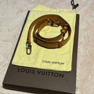 Louis Vuitton Brown Leather Strap with Gold Hardware